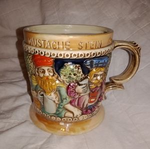 Mid Century Modern Mustache Stein Razor Blade Shaving Cup Japan 3D